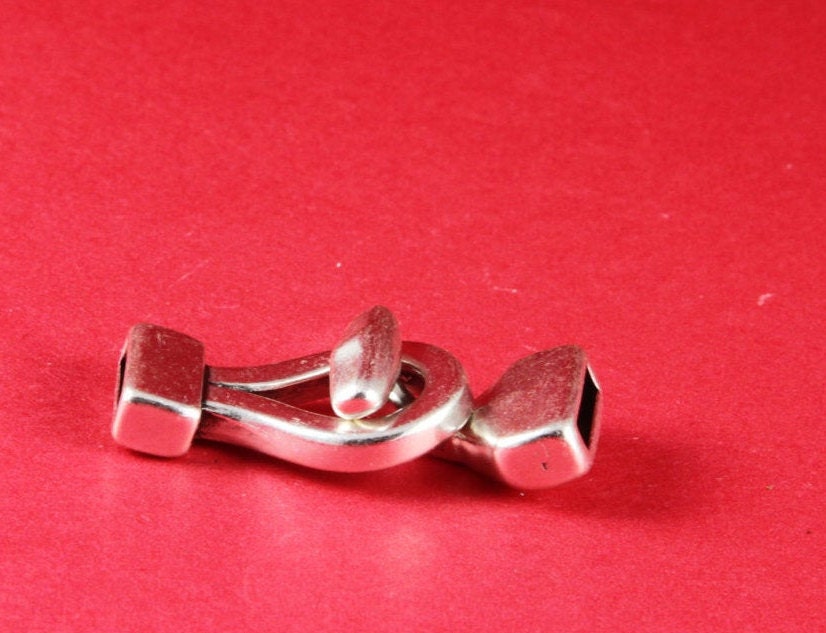FC0311>>MADE in EUROPE zamak hook clasp, 10mm flat cord clasp, silver hook clasp (NG1501) Qty1
