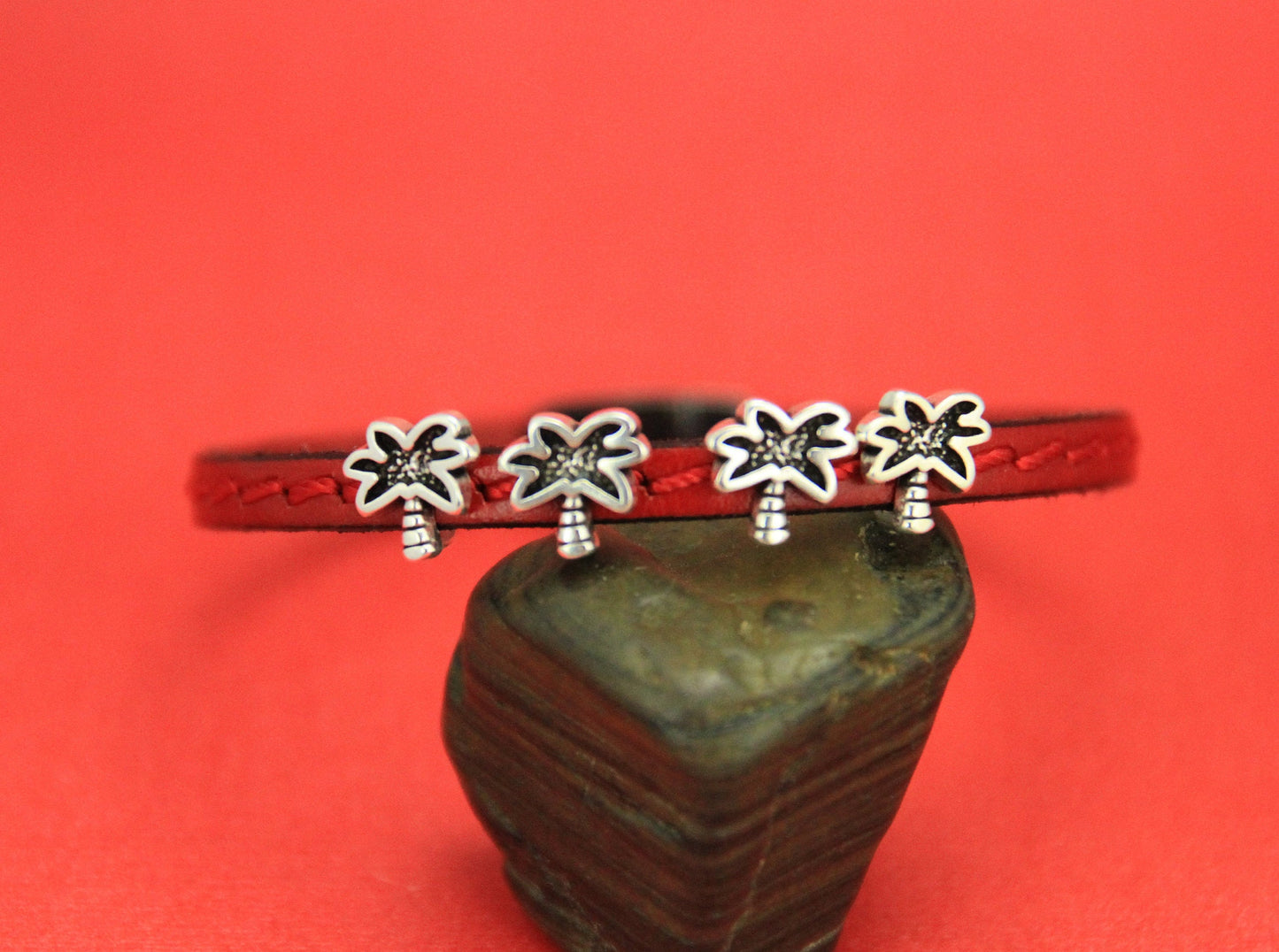 FS0358>> MADE in EUROPE 4 zamak palm sliders for 5mm flat cord, zamak palm tree sliders qty4