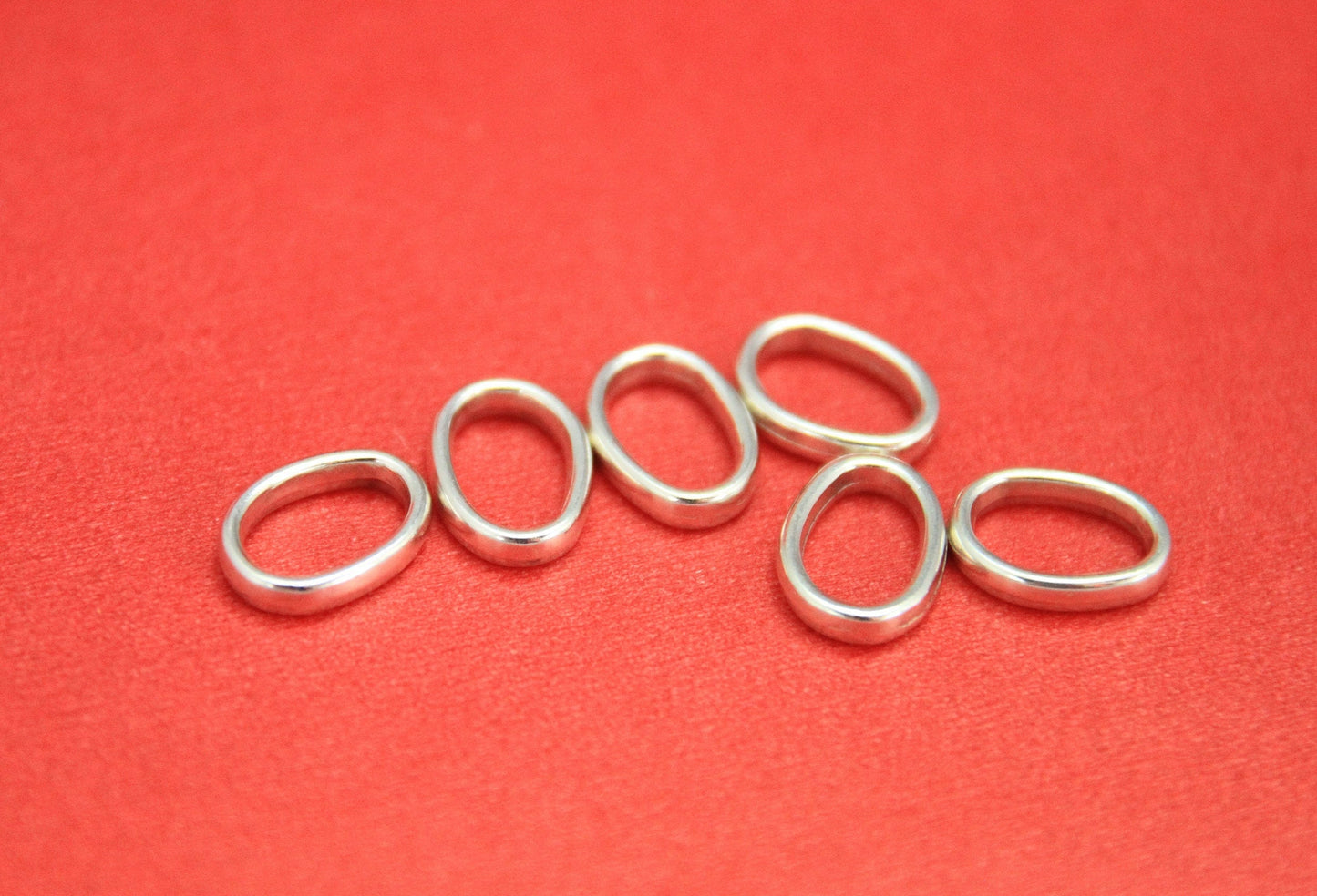 LS0003>>MADE IN EUROPE 6 zamak ring sliders, licorice ring sliders, silver and copper ring sliders Qty6