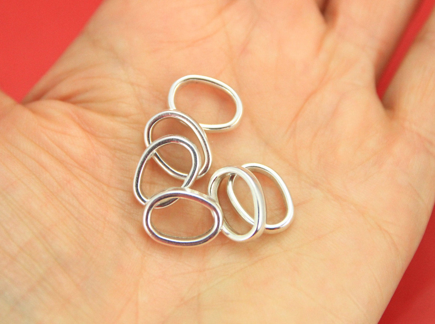 LS0003>>MADE IN EUROPE 6 zamak ring sliders, licorice ring sliders, silver and copper ring sliders Qty6