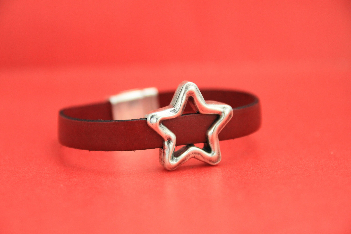 FS0360>>MADE in EUROPE zamak textured star slider, 10mm flat cord star slider, 10mm leather cord slider, (PA0011) Qty1