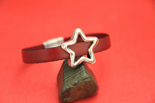 FS0360>>MADE in EUROPE zamak textured star slider, 10mm flat cord star slider, 10mm leather cord slider, (PA0011) Qty1