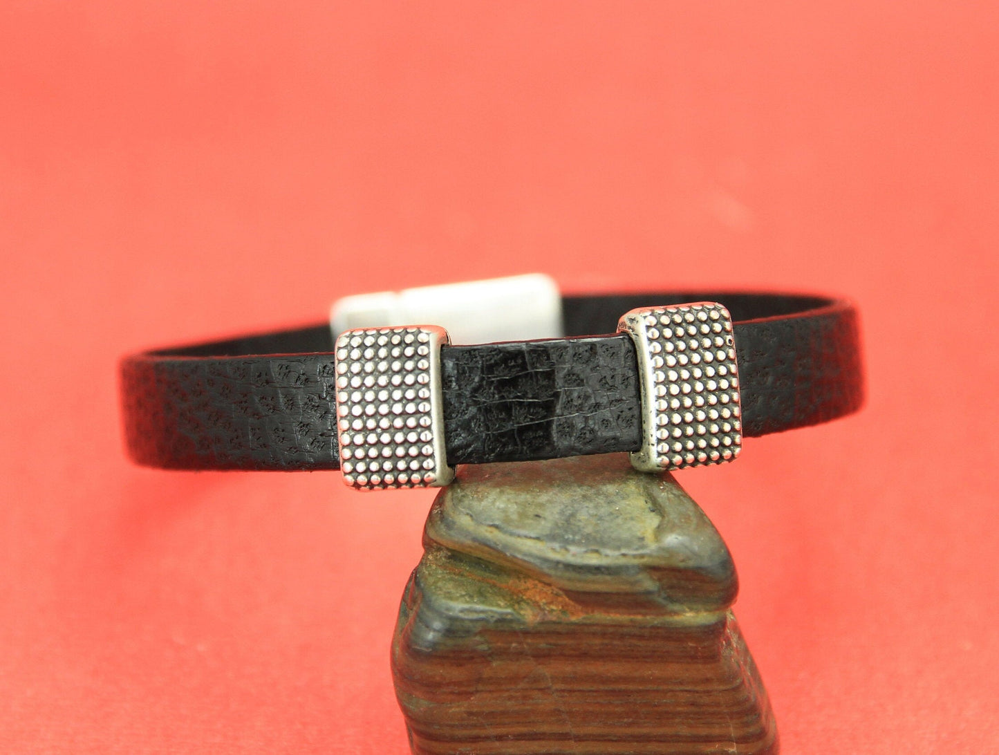FS0361>>MADE in EUROPE 2 zamak beaded sliders, 10mm flat cord slider bars, 10mm leather cord  sliders, zamak sliders (PA0002) Qty2
