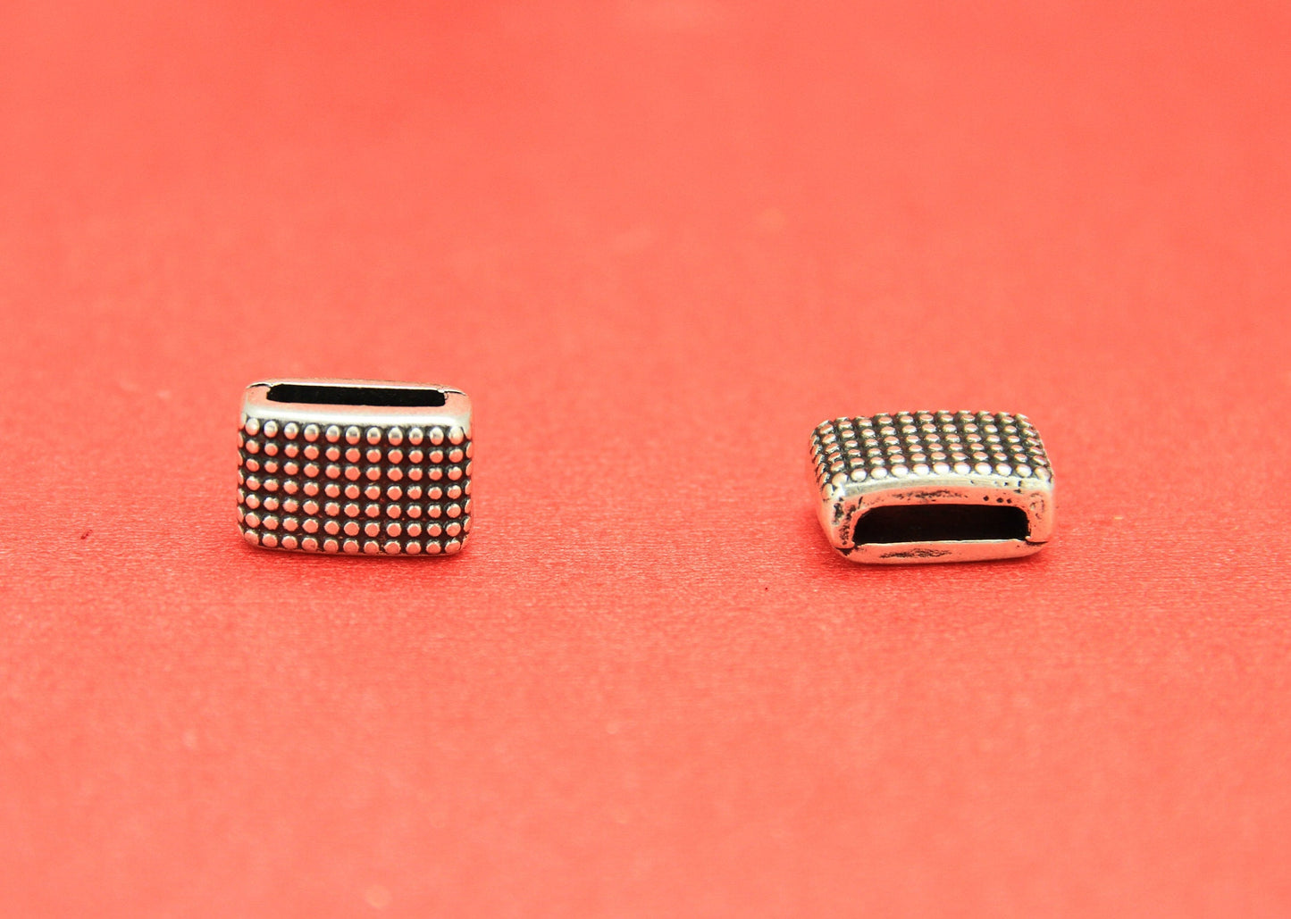 FS0361>>MADE in EUROPE 2 zamak beaded sliders, 10mm flat cord slider bars, 10mm leather cord  sliders, zamak sliders (PA0002) Qty2