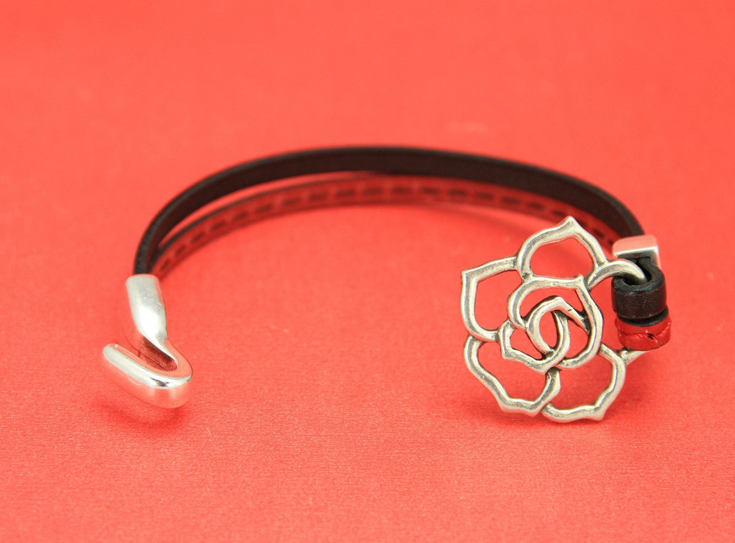 FC0313>>MADE in EUROPE zamak flat cord hook clasp, 10mm flat cord flower hook clasp, (7408S) Qty1set