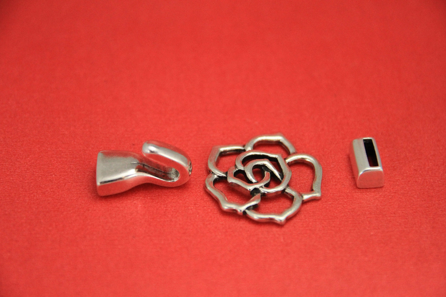 FC0313>>MADE in EUROPE zamak flat cord hook clasp, 10mm flat cord flower hook clasp, (7408S) Qty1set