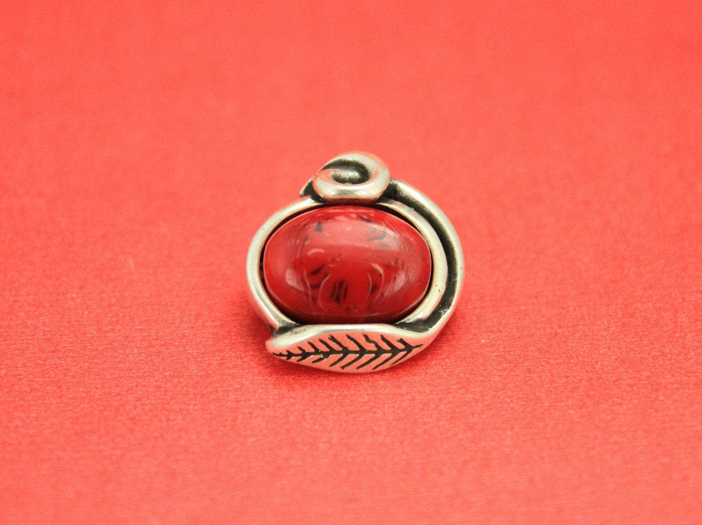 FS0380>>MADE IN EUROPE zamak slider with cabochon, slider for 20mm flat cord, 20mm cord slider, flat cord zamak leaf slider Qty1