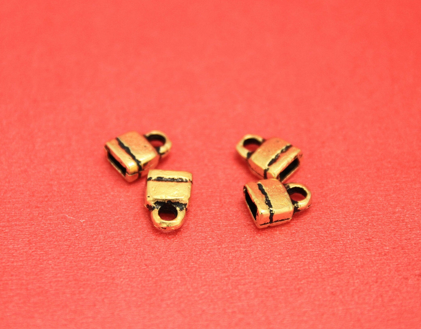 6/3 MADE IN EUROPE 4 cord ends, leather cord ends, leather cord end caps, flat leather cord clasp, 5mm flat cord ends, (X21)Qty4
