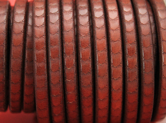 MADE IN SPAIN 8" licorice leather cord, 10x6.6mm heart pattern licorice cord, embossed tobacco licorice cord (431/10/26)
