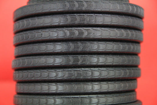 MADE IN SPAIN 8" licorice leather cord, 10x6.6mm reptil skin pattern licorice cord, embossed grey licorice cord (694/10/40)