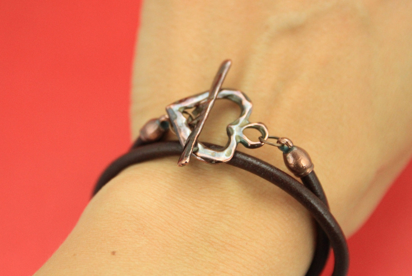 RC0155>>MADE in EUROPE zamak toggle clasp set, zamak 3.5mm cord clasp, copper 3.5mm clasp, heart clasp (X5036/4425AC) Qty1