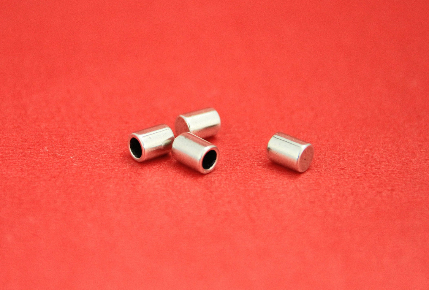 6/8 MADE IN EUROPE 4 silver cord end caps, 3.5mm round leather cord ends, silver cord ends (Ablz164S) Qty4
