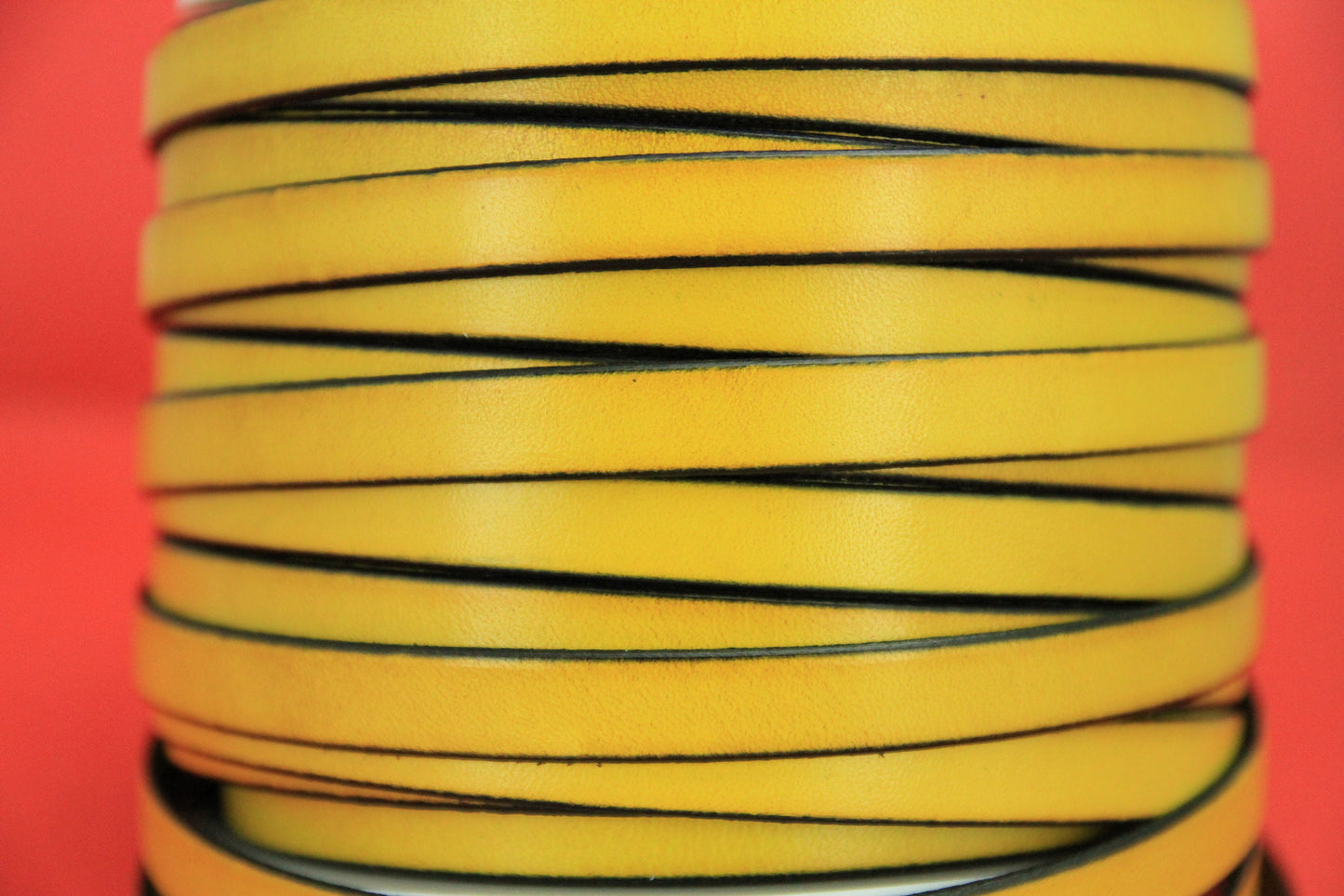 MADE in EUROPE 24" flat leather cord, 10mm yellow leather cord, genuine leather cord (221/10/09)