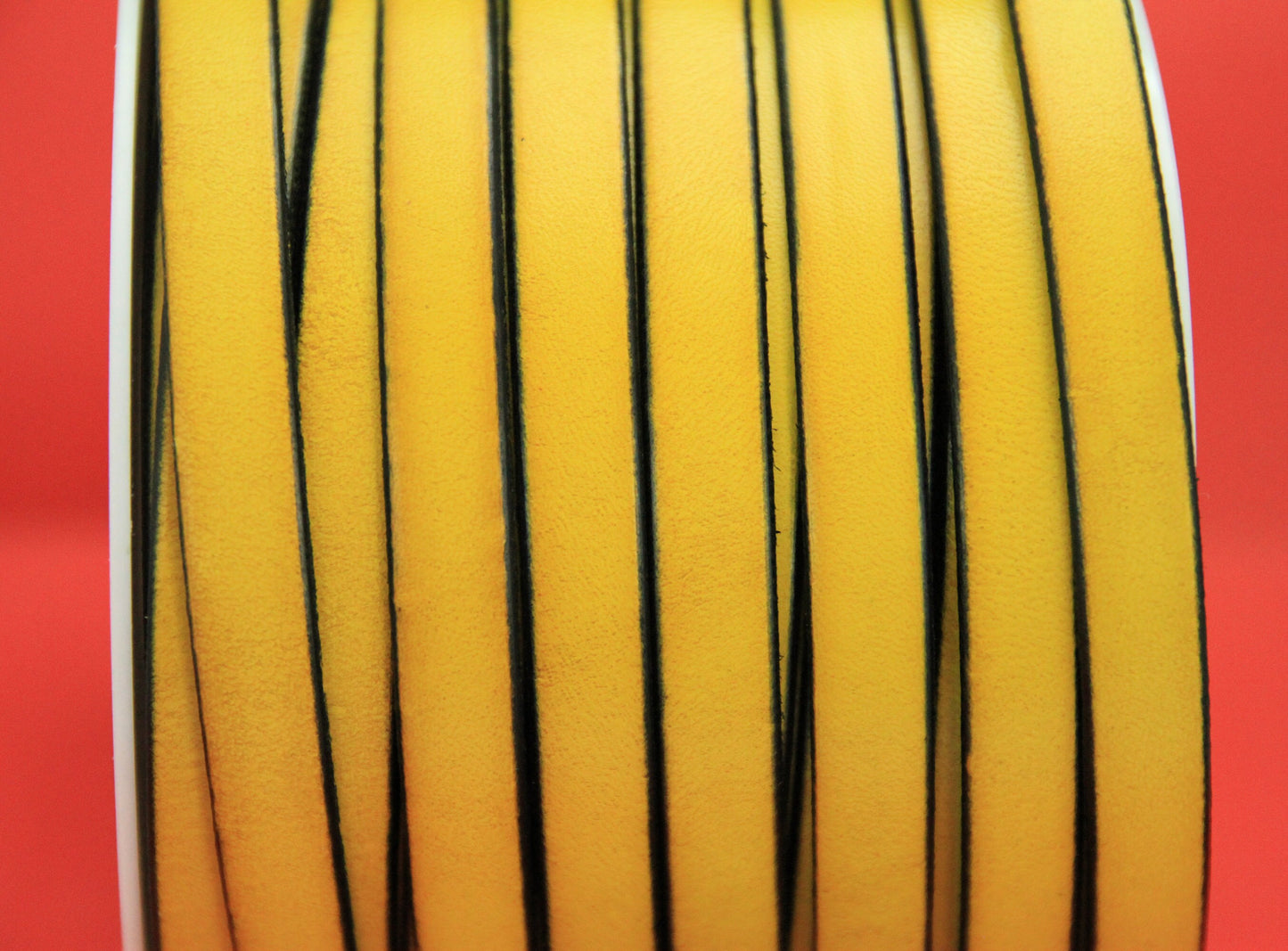 MADE in EUROPE 24" flat leather cord, 10mm yellow leather cord, genuine leather cord (221/10/09)