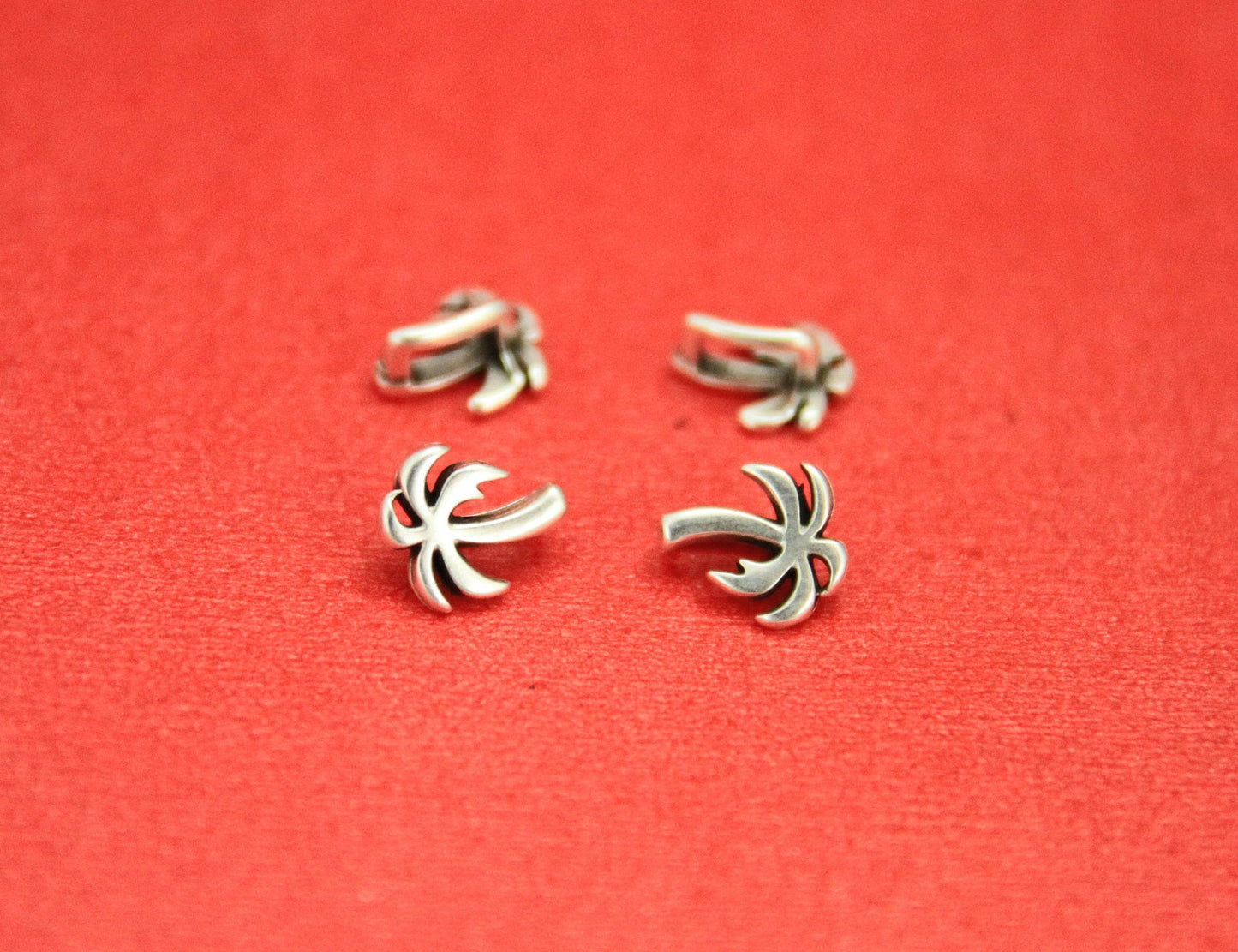 FS0373>> MADE in EUROPE 4 zamak palm sliders for 5mm flat cord, zamak palm tree sliders qty4