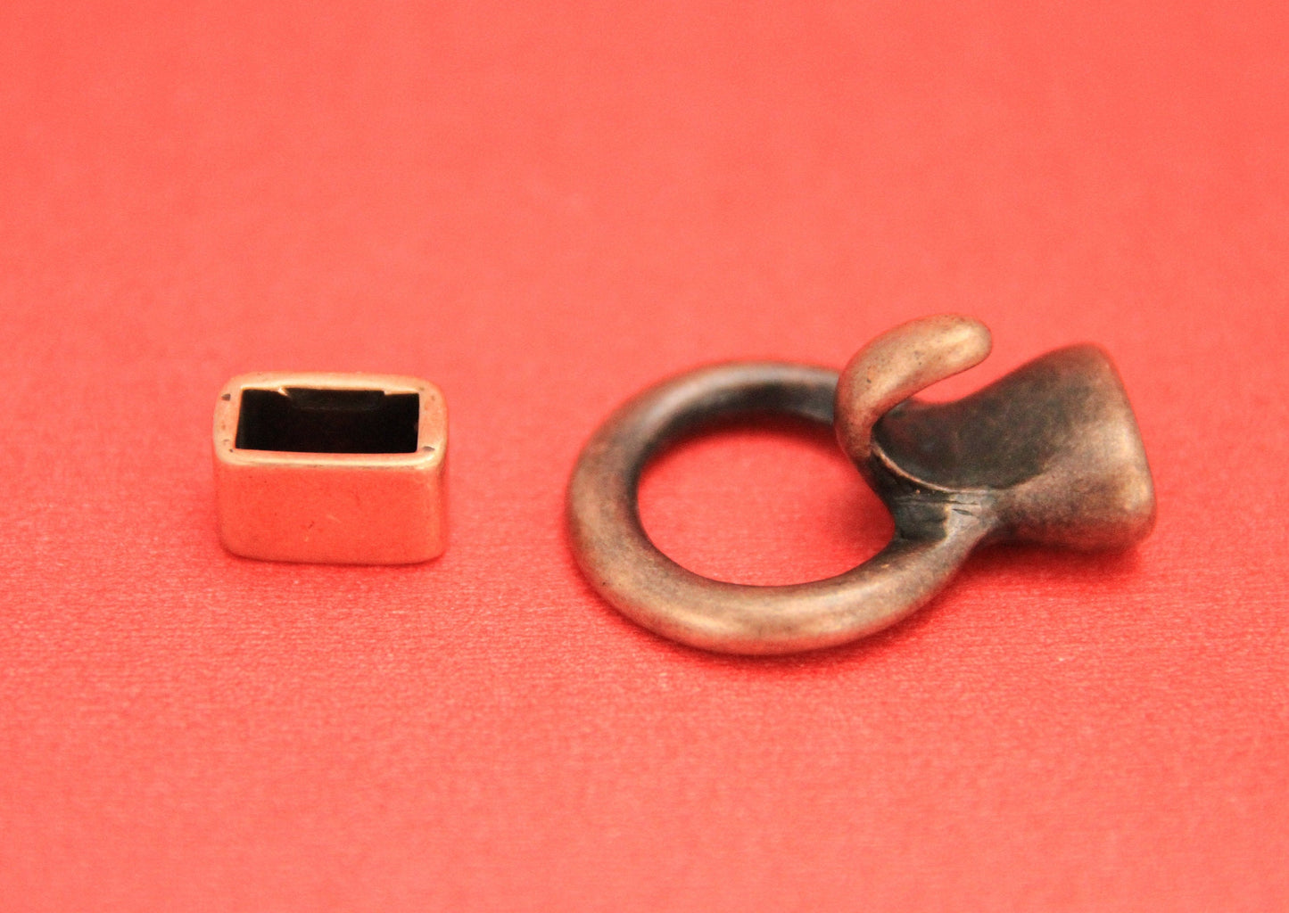 RC0128>>MADE IN EUROPE zamak hook clasp with loop maker slider, copper hook clasp for 5mm round cord, hook and loop clasp, (6572/5)Qty1