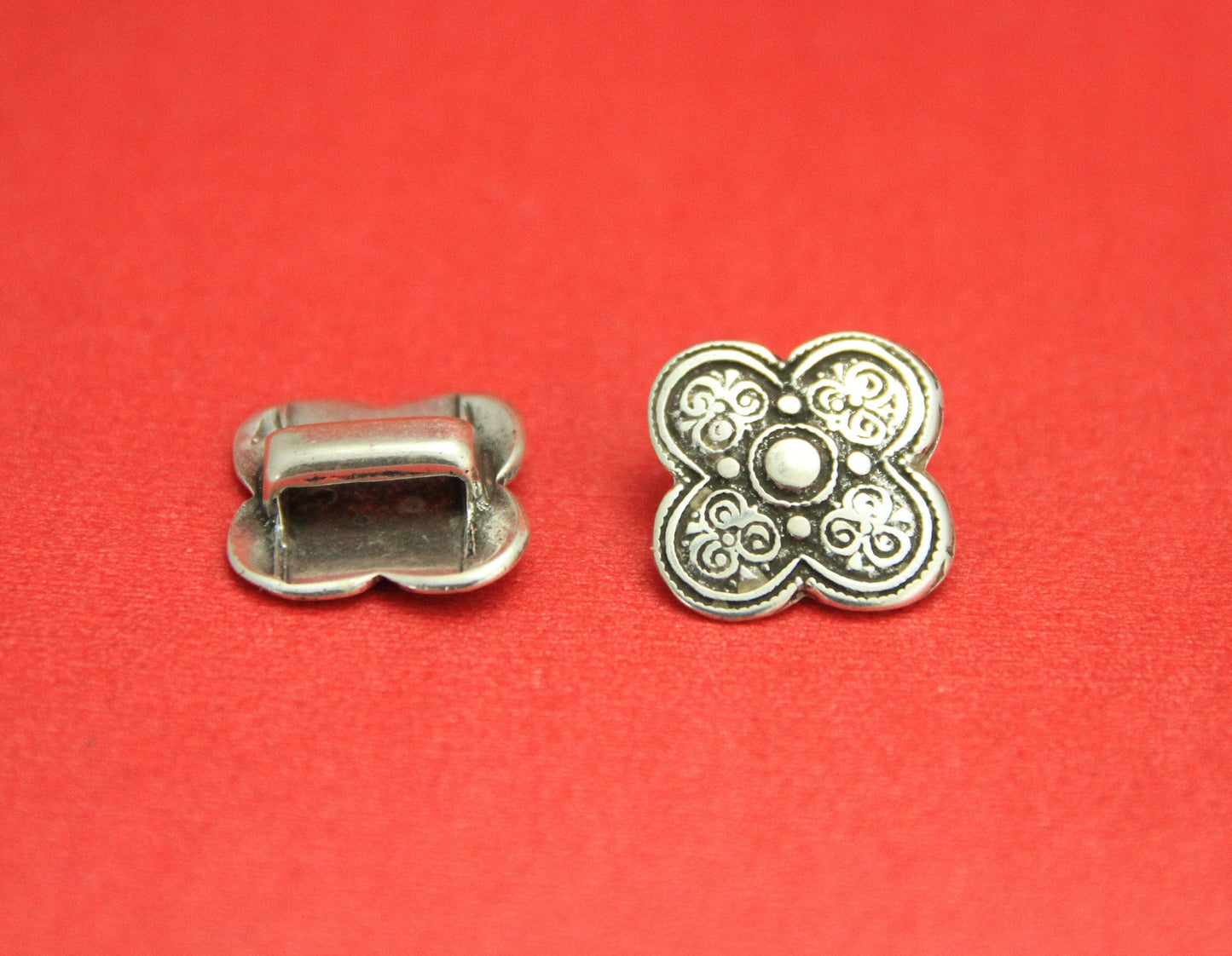 FS0391>>MADE in EUROPE 2 zamak flower sliders for 10mm flat cord, 10mm flat cord slider, zamak flower slider for 10mm flat cord (Qty2)