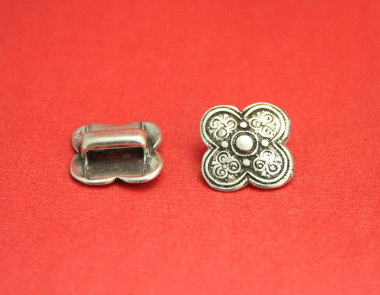 FS0391>>MADE in EUROPE 2 zamak flower sliders for 10mm flat cord, 10mm flat cord slider, zamak flower slider for 10mm flat cord (Qty2)