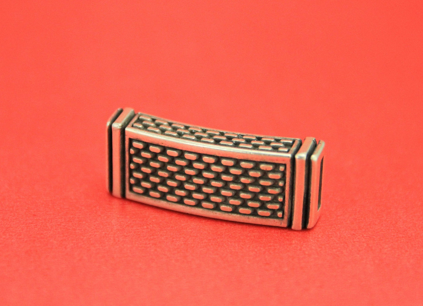 FS0381>>MADE in EUROPE zamak slider tube , zamak flat tube slider, zamak slider for 10mm flat leather cord qty1