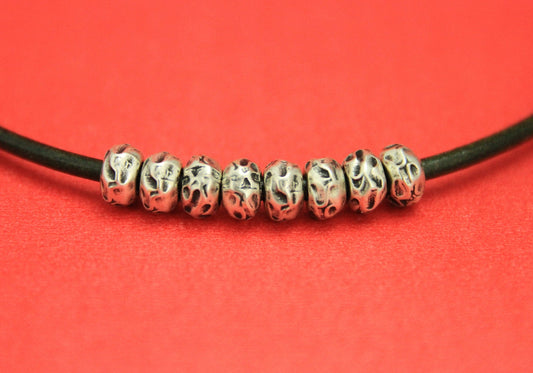 RS0029>> MADE in EUROPE 8 zamak hammered sliders, zamak rondelle beads, round cord rondelle beads, (BO-0055S)Qty8