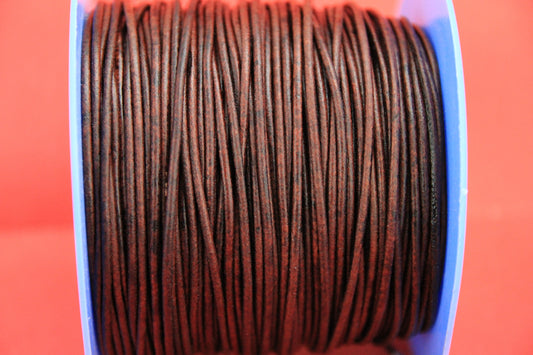 MADE IN EUROPE 6 feet 2mm leather cord, 2mm dark brown leather cord, 2mm round distressed brown leather cord, (2ANIMAR)