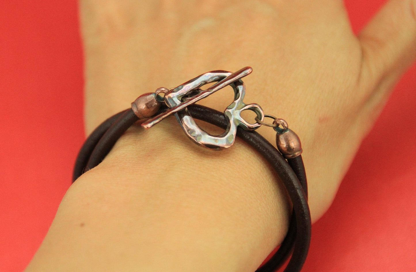 RC0155>>MADE in EUROPE zamak toggle clasp set, zamak 3.5mm cord clasp, copper 3.5mm clasp, heart clasp (X5036/4425AC) Qty1