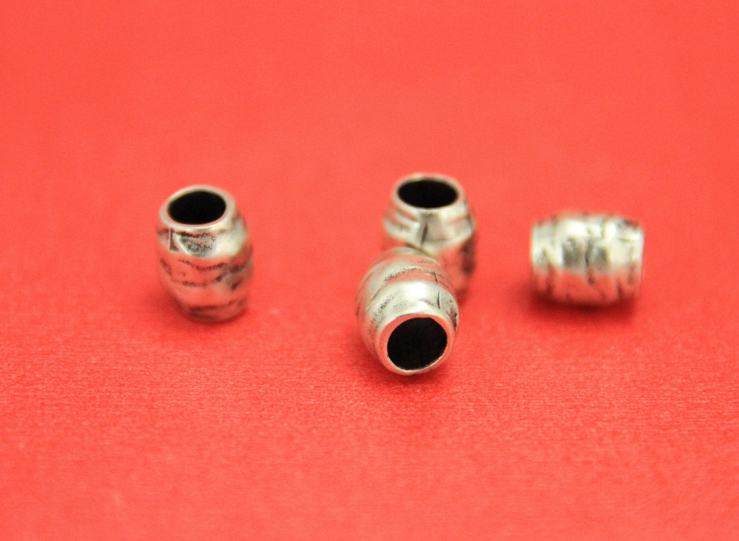 RS0033>>MADE in EUROPE 4 silver zamak tubes, 5mm hole zamak tube slider, 5mm round cord tube bead  (BO-0083S) qty4