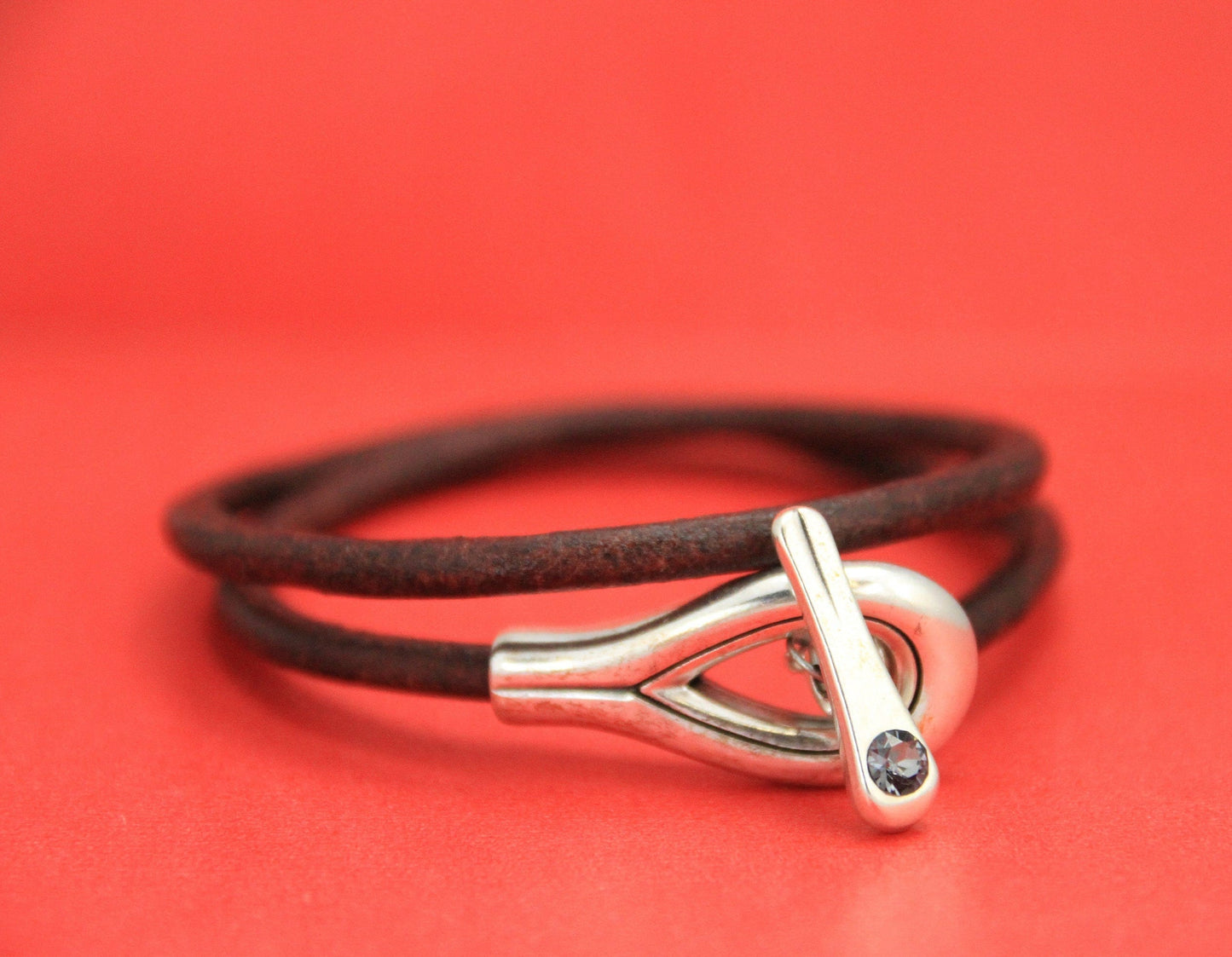 RC0097>>MADE in EUROPE zamak toggle clasp for bracelet, 5mm cord toggle clasp with Swarovski crystal, 3 piece clasp (ng2651) Qty1