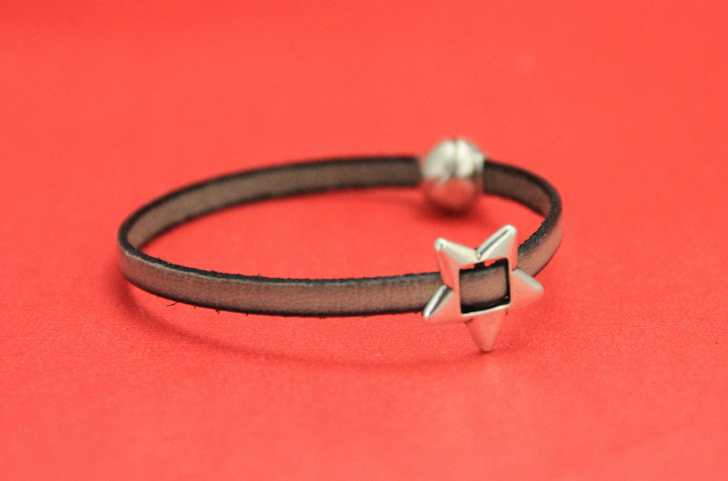 FS0404>>MADE in EUROPE 2 zamak star sliders, silver star slider, flat cord star slider, 5mm flat cord sliders ,Qty2