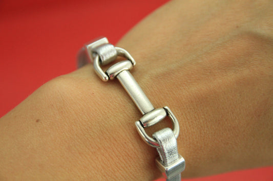 C0134>>MADE in EUROPE flat cord stirrup connector, snuffle bit connector, zamak stirrup connector, Qty1