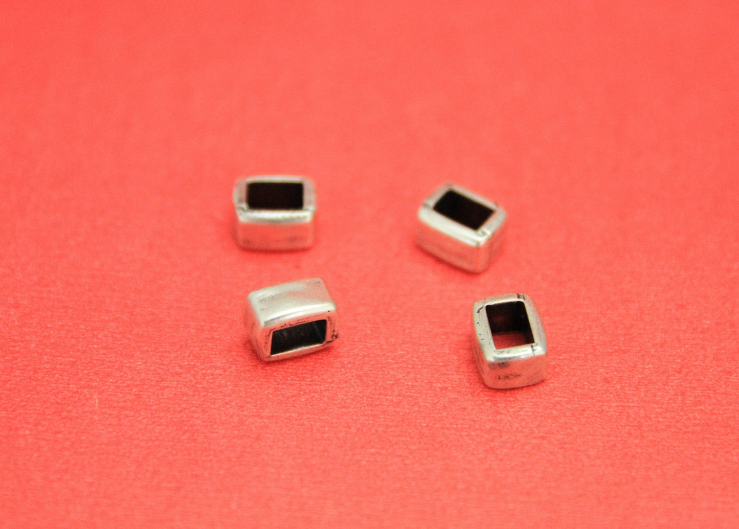 FS0405>>MADE in EUROPE 4 zamak slider bars for 6mm leather cord, 6x4mm zamak slider bars, qty4