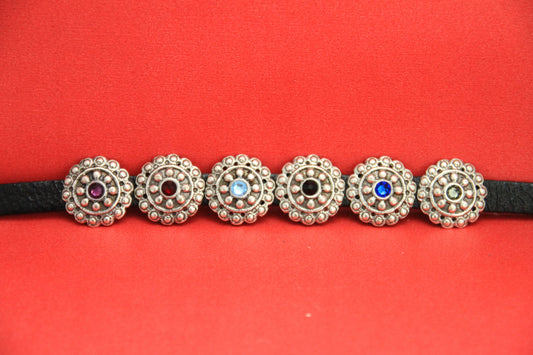 FS0390>>MADE in EUROPE zamak slider with Swarovski crystal, 10mm flat cord slider, 10mm leather cord engraved slider, (Qty1)