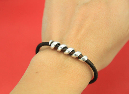 RS0040>>MADE IN EUROPE 2 zamak sliders, metal spiral tube, round cord slider , 3mm leather  slider ,Qty2