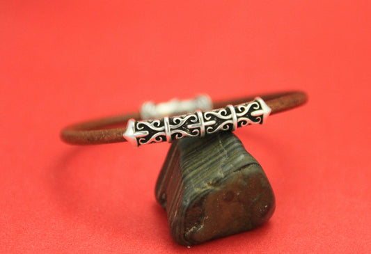 RS0041>>MADE IN EUROPE zamak engraved slider, zamak 4mm engraved tube, 4mm leather cord tube slider, Qty1