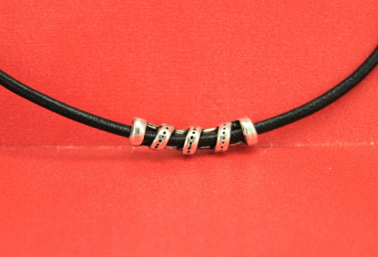 RS0044>>MADE IN EUROPE 2 zamak sliders, spiral tube for necklace, round cord spiral slider, 3mm leather  slider, Qty2