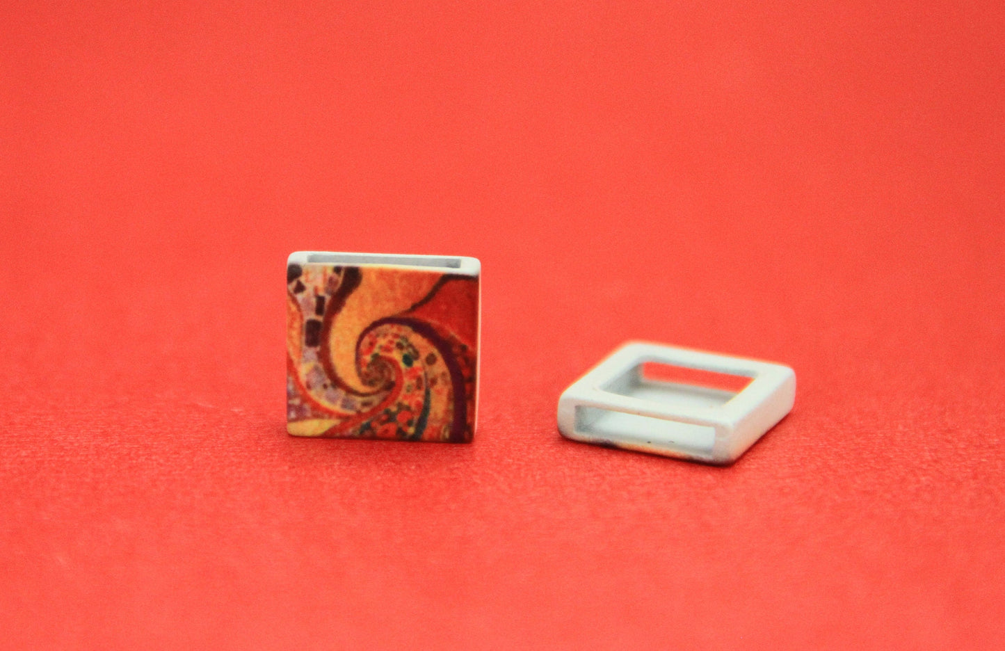 FS0401>> MADE IN EUROPE 2 acrylic square sliders, slider for flat cord, 10mm flat cord slider, Qty2