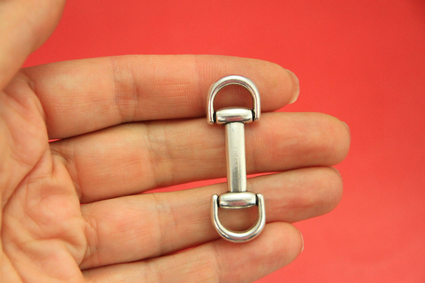 C0134>>MADE in EUROPE flat cord stirrup connector, snuffle bit connector, zamak stirrup connector, Qty1