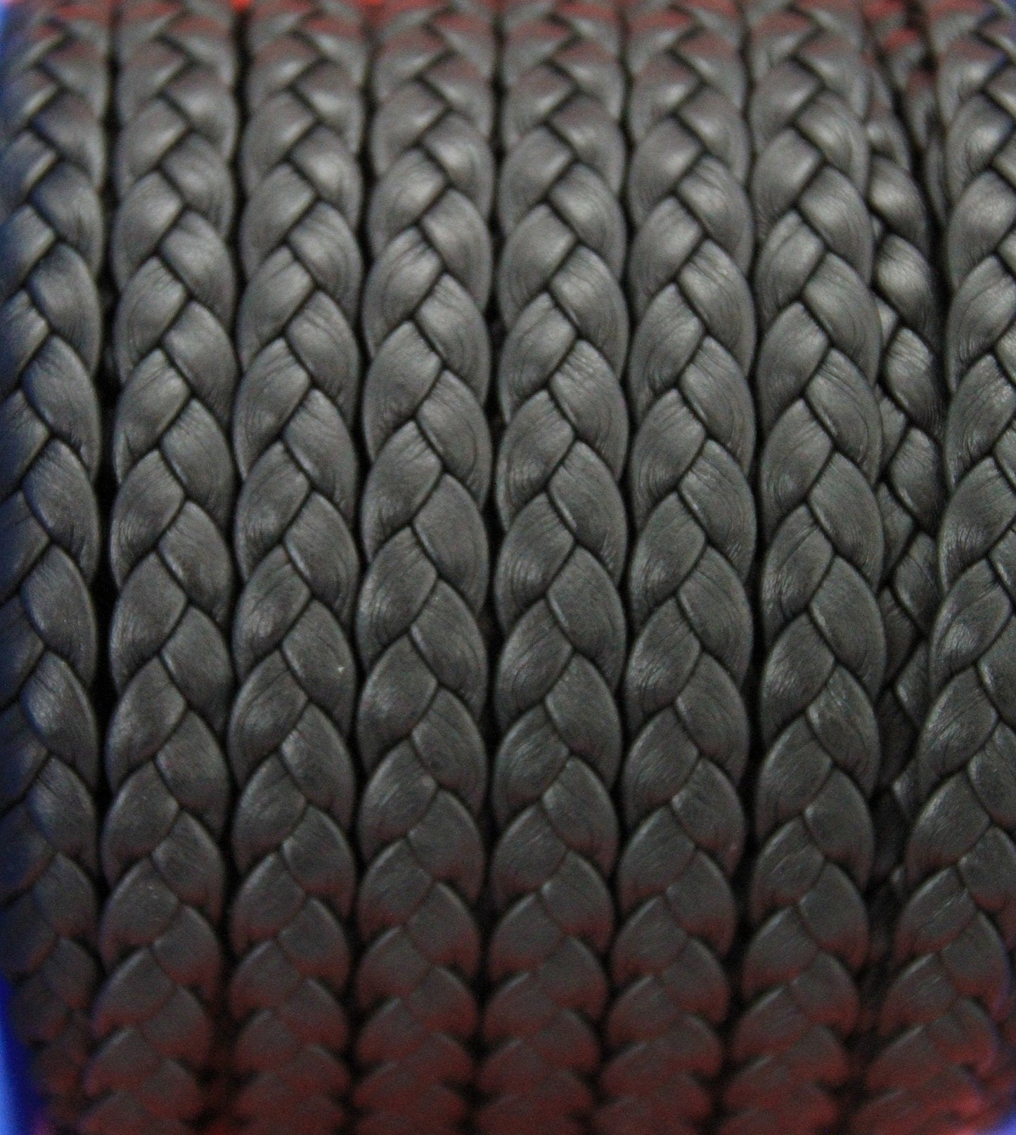 MADE IN SPAIN 24"  flat braided leather cord, jewelry cord, black braided cord (TRP10neg)
