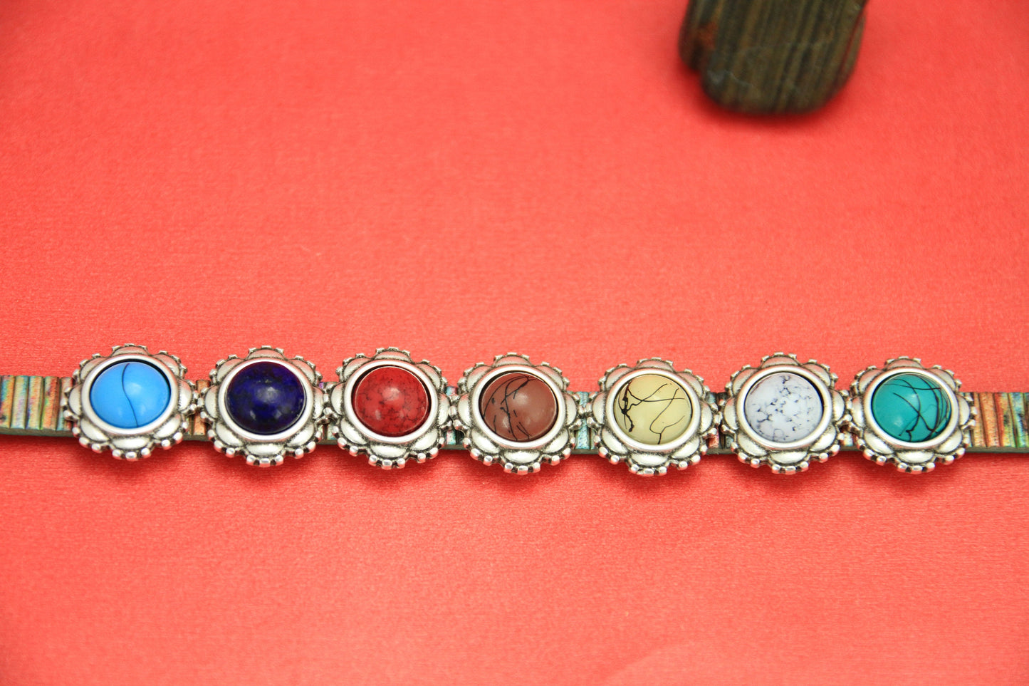 FS0414>>MADE IN EUROPE zamak flower slider for 10mm flat cord, 10mm flat cord slider, with cabochon,Qty1
