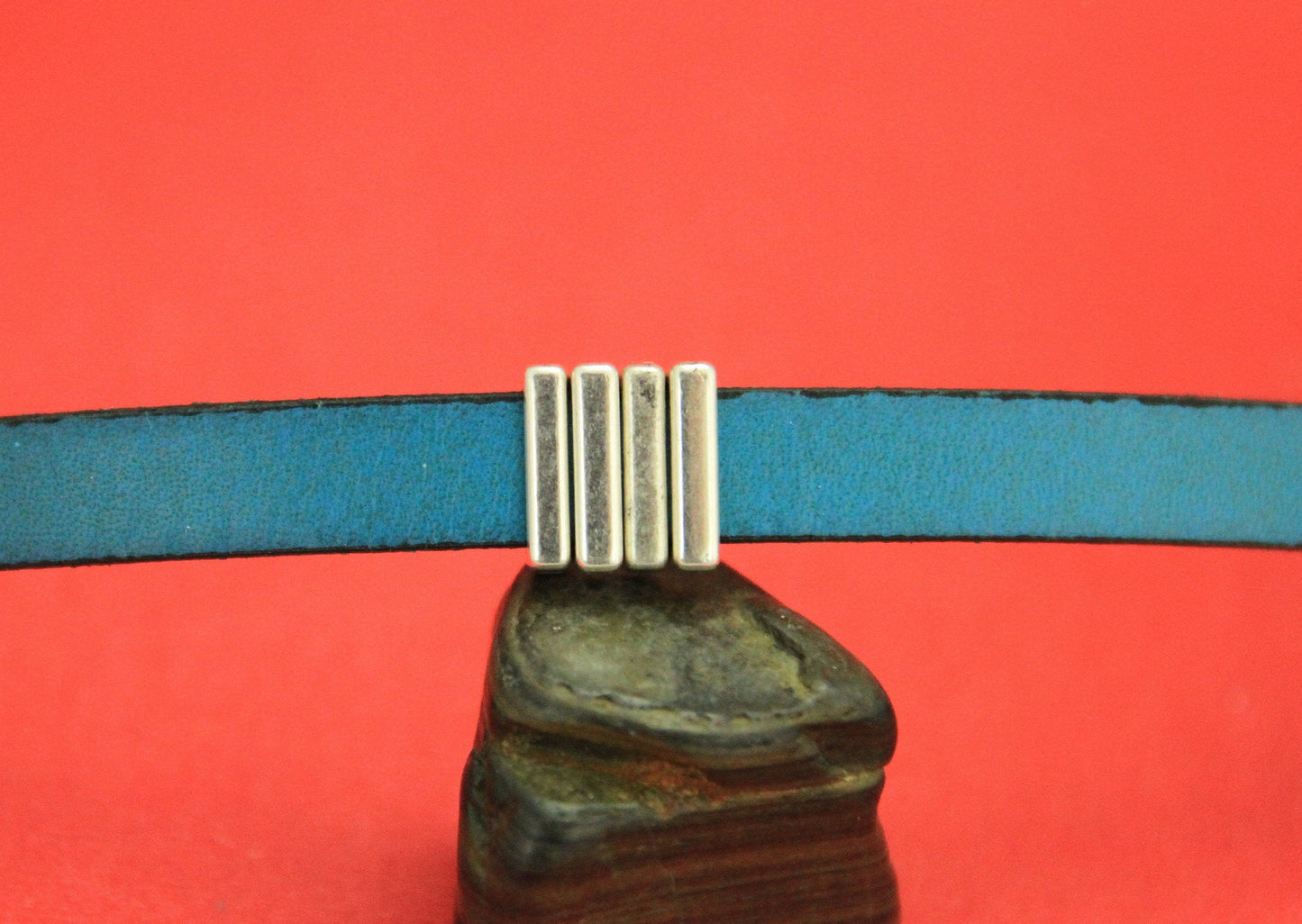 FS0418>>MADE in EUROPE 4 zamak slider bars, 10mm flat cord sliders, 10mm leather cord  sliders, Qty4