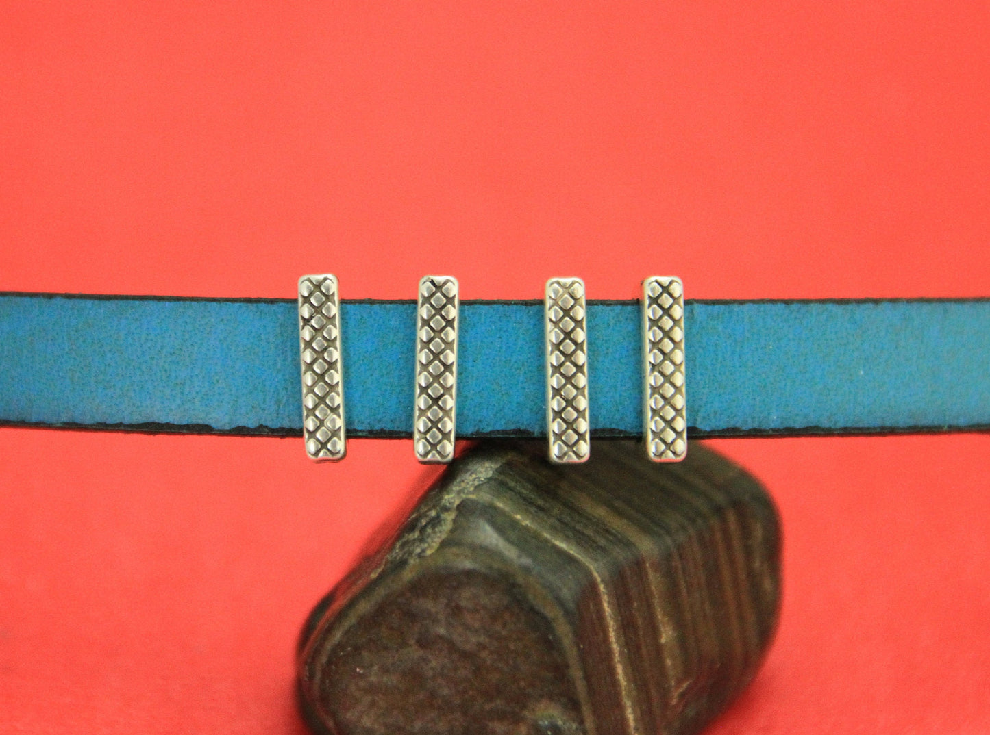 FS0419>>MADE in EUROPE 4 zamak slider bars, 10mm flat cord sliders, 10mm leather cord  sliders, Qty4