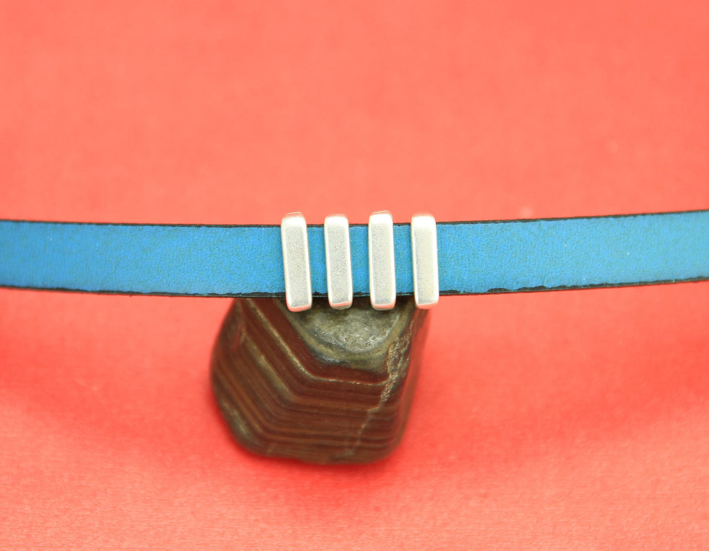 FS0420>>MADE in EUROPE 4 zamak slider bars, 10mm flat cord crimp sliders, 10mm leather cord  sliders, Qty4