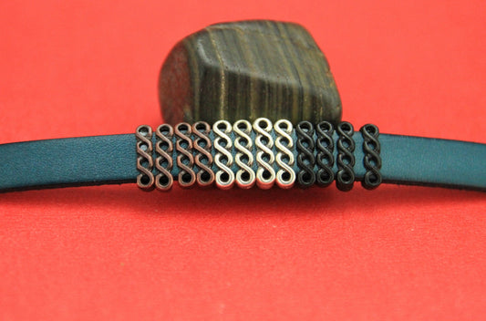 FS0357>>MADE IN EUROPE 4 zamak twisted sliders, 10mm flat cord sliders, Qty4