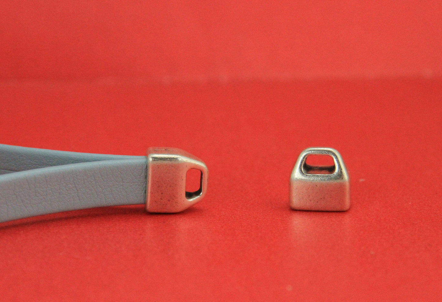 6/3 MADE in EUROPE flat leather cord 2 end caps, key holder end caps, leather cord end caps ,Qty2
