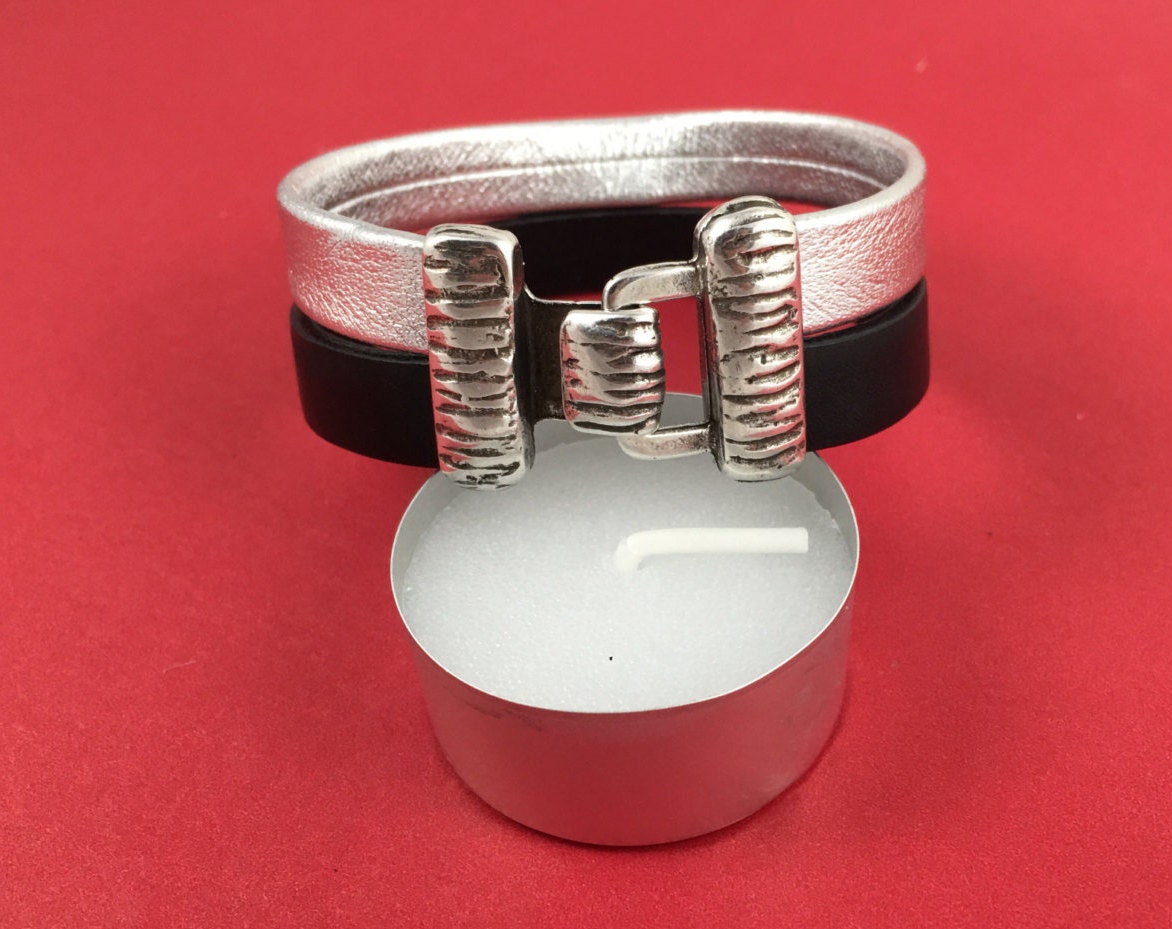 FC0202>>MADE in EUROPE zamak hook clasp, stripped hook clasp, flat cord clasp, multistrand cord clasp (ABLZ22) qty1