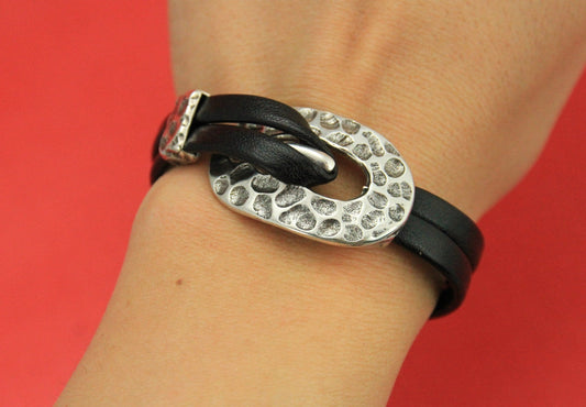RC0069>>MADE in EUROPE zamak hammered oval hook clasp, silver hammered hook clasp, bracelet zamak hook clasp (Ablz75S/149S) qty1 set