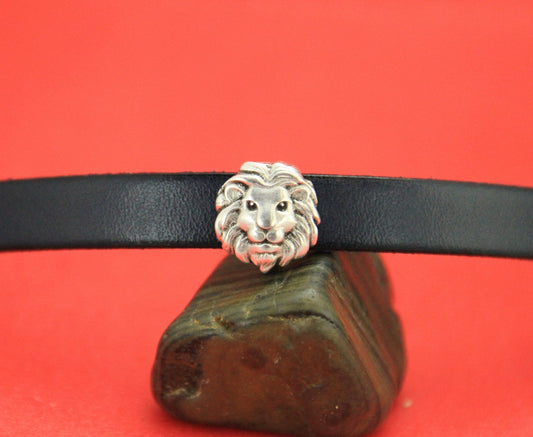 FS0408>>MADE in EUROPE 2 zamak lion sliders, 10mm flat cord sliders, 10mm leather cord lion sliders, zamak sliders, Qty2