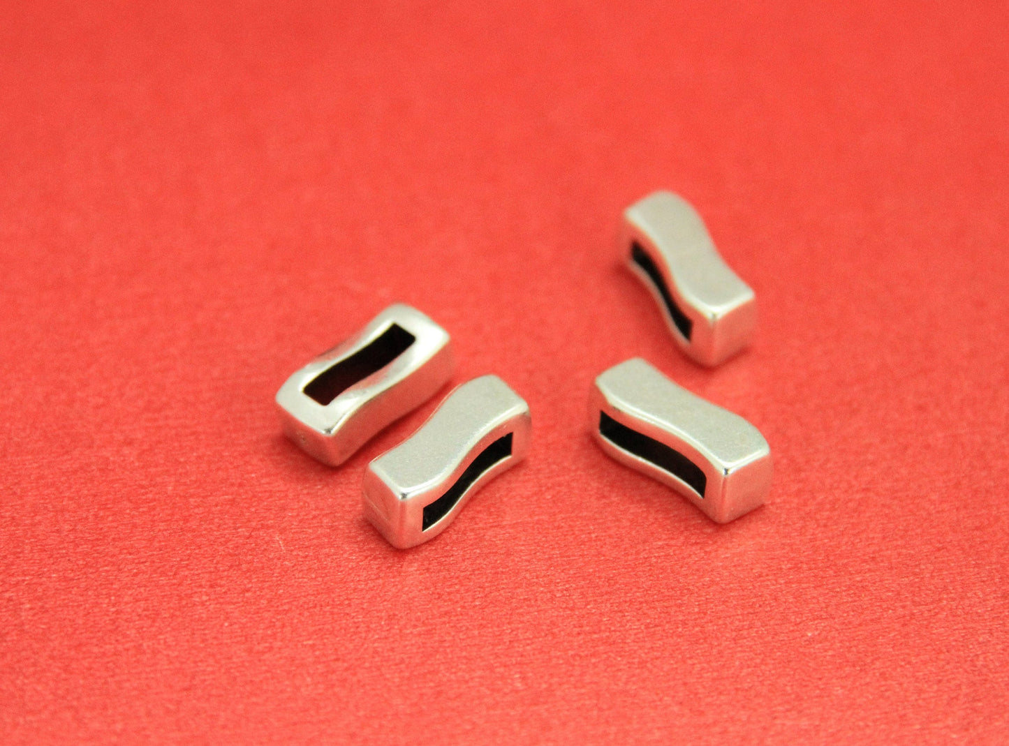 FS0438>>MADE in EUROPE 4 zamak slider bars, 10mm flat cord sliders, 10mm leather cord  sliders, Qty4