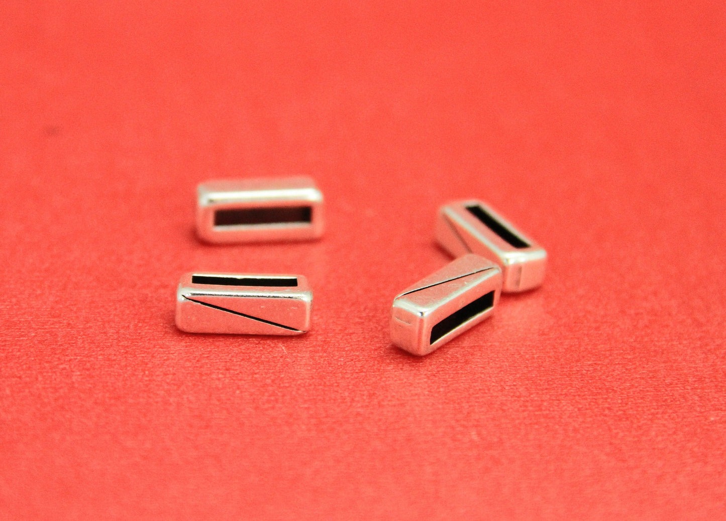 FS0439>>MADE in EUROPE 4 zamak slider bars, 10mm flat cord sliders, 10mm leather cord  sliders, Qty4