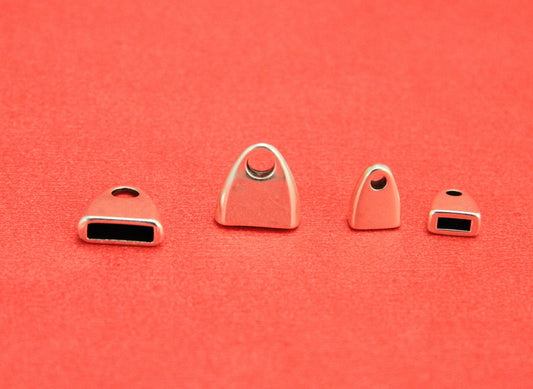 FC0362>>MADE in EUROPE leather cord ends, flat leather cord 2 end caps, leather cord end caps, Qty2